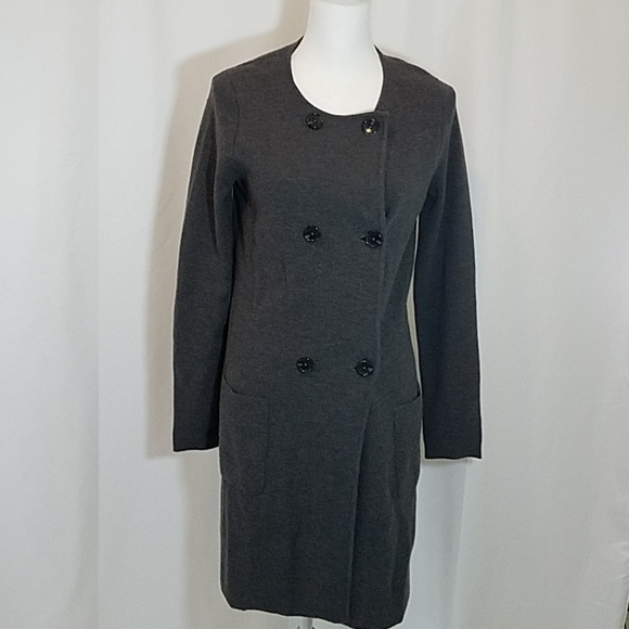 Talbots Gray Duster Merino Wool S New with Defect - Picture 1 of 8